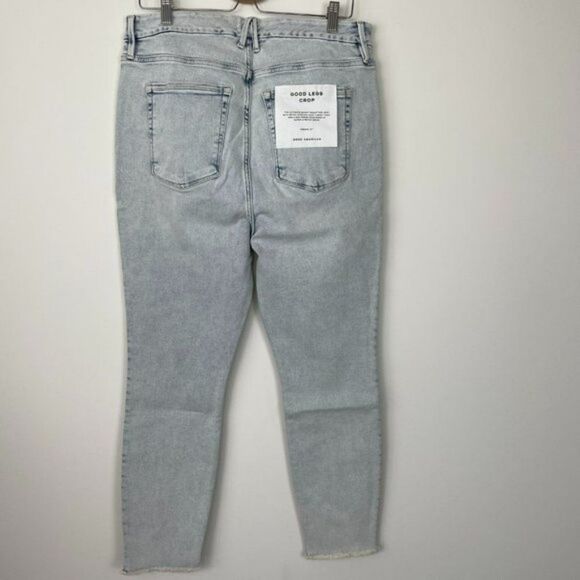 Good American Good Legs Crop Long Fray Hem High Rise Skinny Jean Light Wash 18 - Picture 3 of 11